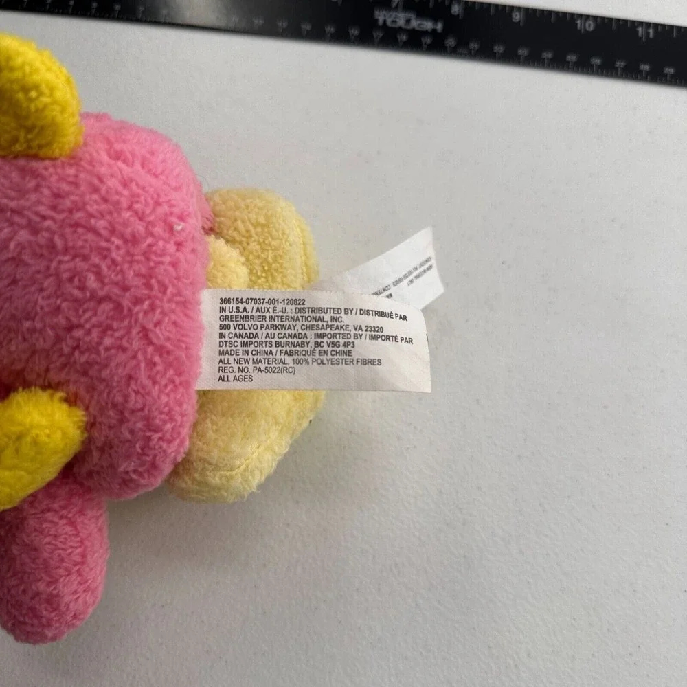 Greenbrier‎ Terry Cloth Plush Pink & Yellow Puppy Dog Set Polyester 7